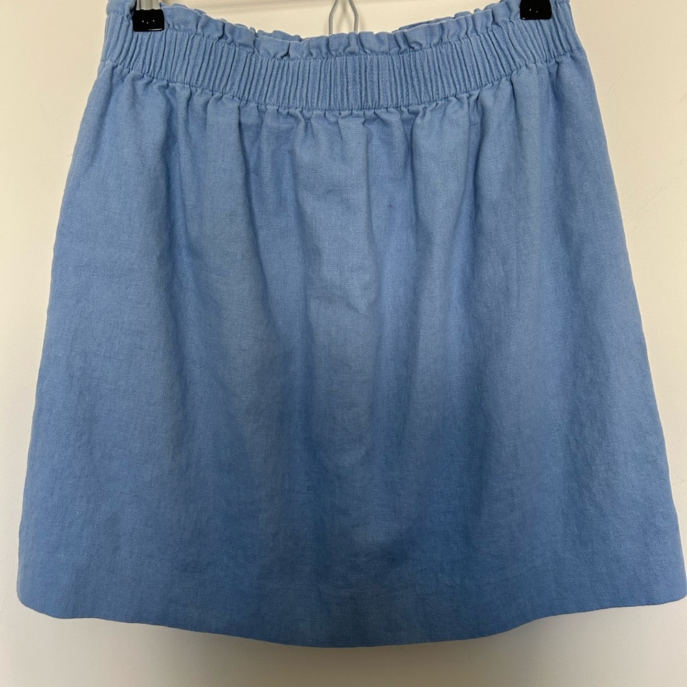 J. Crew Factory Linen Cotton Blend Blue Skirt Size 6 - Picture 5 of 6